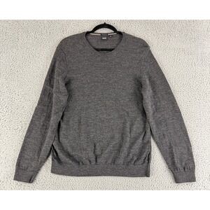 BOSS Hugo Boss Sweater Mens XL Gray Virgin Wool Italian Yarn Crewneck Pullover